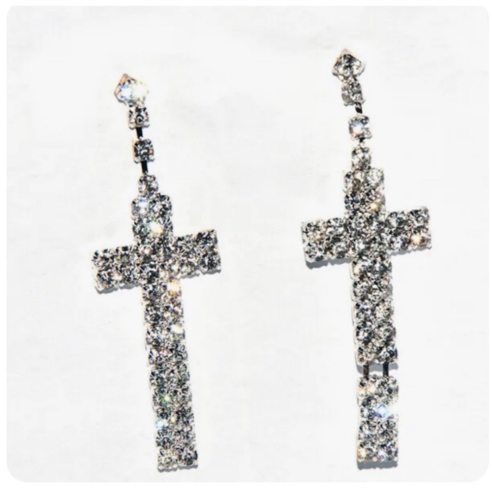 Rhinestone Cross Earrings